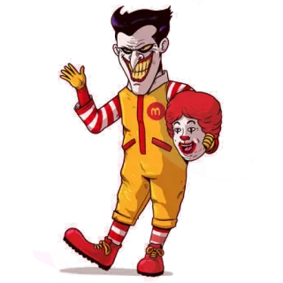 😈 58670555 Joker Joker, McDonald's, Ronald McDonald, Klaun, Złoczyńca, Parodia, Horror whatsapp sticker