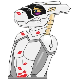 💋 296f7805 kreskówka, ślady pocałunków, science fiction, robot, postać telegram sticker