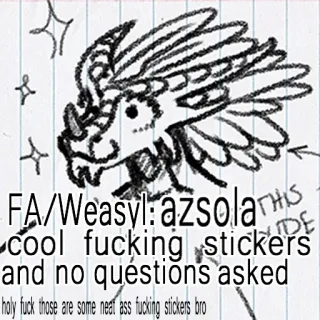 ✨ 3e82fe93 cool fucking stickers
and no questions asked
holy fuck those are some neat ass fucking stickers bro naklejki, tekst, obraźliwy język telegram sticker