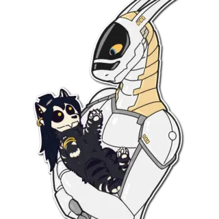 🐈‍⬛ 72a345b3 postać, stworzenie, futrzak, robot, android, przytulanie, zwierzę telegram sticker