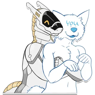 ❤️ fe5b4d93 you Futrzak, Anthro, Robot, Słodki, Przytulanie, Uczuciowy telegram sticker