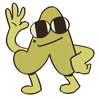 😊 0ffcfac6 desenho animado, personagem, óculos, letra, alfabeto, amarelo, aceno telegram sticker