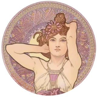 😐 14b26cce ผู้หญิง, อาร์ตนูโว, ลายดอกไม้, วินเทจ, ภาพประกอบ, ตกแต่ง telegram sticker