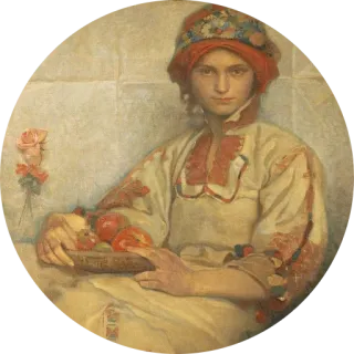 🌺 5ec37d11 ภาพวาด, ศิลปะ, ภาพเหมือน, ผู้หญิง, ชุดประจำชาติ telegram sticker