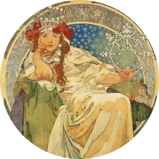 🌺 98513903 ผู้หญิง, อาร์ตนูโว, ภาพวาด, วินเทจ, เกล็ดหิมะ, ภาพประกอบ telegram sticker