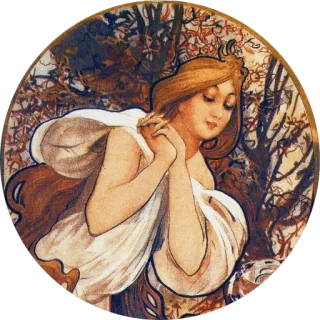 🌺 ac7f187f อาร์ตนูโว, ผู้หญิง, ผมบลอนด์, วินเทจ, ภาพประกอบ telegram sticker