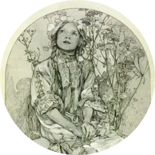 🌺 f4170b9c ศิลปะ, ภาพวาด, ดอกไม้, วินเทจ, ผู้หญิง, ภาพเหมือน telegram sticker