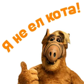 😂 e3917be5 Alf Я не ел кота! Alf, Alien, Dibujos animados, Gato, Divertido, Años 80, Televisión telegram sticker