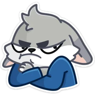 😠 c55b2d8b สัตว์, กระต่าย, การ์ตูน, โกรธ, สีเทา, สีหน้า, หงุดหงิด telegram sticker