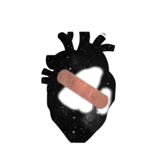 🖤 922c9b0a heart, bandaid, broken heart, healing, space, galaxy, patch whatsapp sticker