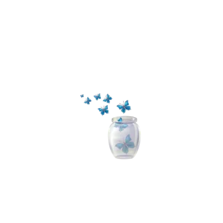 🌸 f24b5e86 jar, butterflies, blue, flowers whatsapp sticker