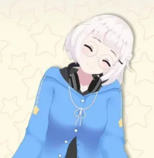 🦙 8e8f52bd 动漫女孩, 耳机, 蓝色卫衣, 可爱, 卡通 telegram sticker