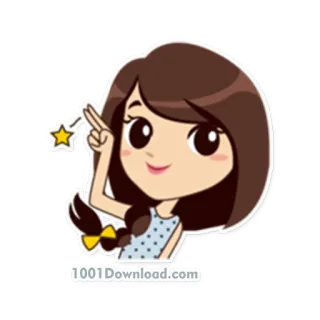 😊 769989ae 만화, 소녀, 스티커, 귀여운, 별, 가리키는 telegram sticker