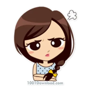 😠 ab0586c3 만화, 소녀, 화난, 표정, 좌절, 화가 난 telegram sticker