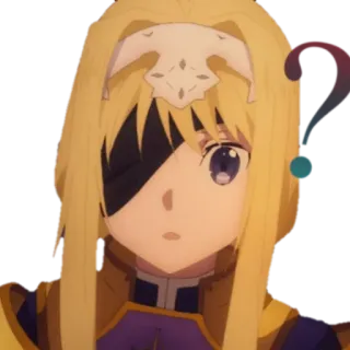❓ 5400a6c2 anime, question mark, blonde hair, eye patch, confused, questioning, unsure whatsapp sticker
