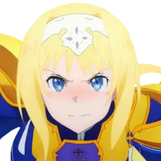 😳 c3055126 Alice Zuberg Sword Art Online anime, character, Alice Zuberg, Sword Art Online, blonde hair, serious whatsapp sticker