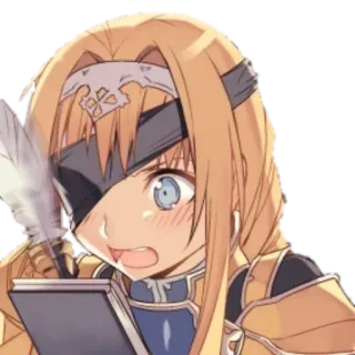 😳 dbba2f06 Alice Zuberg Sword Art Online anime, girl, armor, blush, writing, pen, Alice Zuberg, Sword Art Online whatsapp sticker