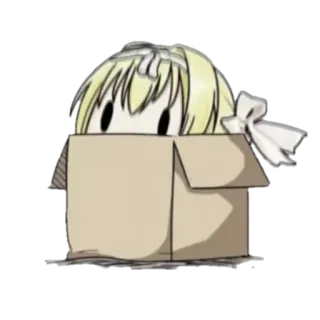 👀 fce53356 box, peeking, cute, anime, cartoon, blonde, headband whatsapp sticker