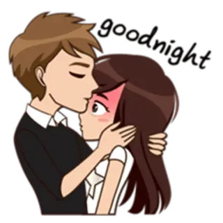 😘 2b02552f Goodnight kiss, romance, love, couple, cartoon, goodnight whatsapp sticker