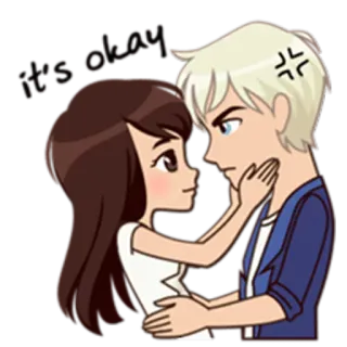 😘 afd4d03c It's Okay cartoon, love, couple, romance, cute, affection whatsapp sticker