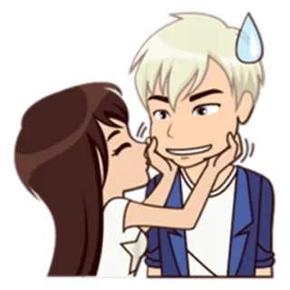 🙂 b3d999d8 cartoon, love, couple, kiss, romance, relationship, affectionate whatsapp sticker