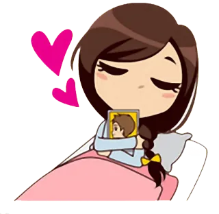 ☺️ 163efa42 Kreskówka, Miłość, Dziewczyna, Urocze, Serca, Para telegram sticker