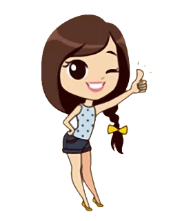 👍 25072b3f dziewczyna, kreskówka, kciuk w górę, słodki, szczęśliwy telegram sticker