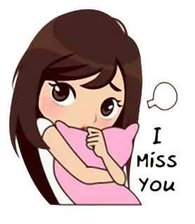 😔 92fdf341 I Miss You kreskówka, smutny, tęsknię za tobą, dziewczyna, słodki telegram sticker