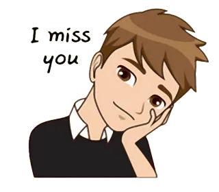 ☺️ ae7ad6f8 I miss you kreskówka, tęsknię za tobą, osoba, chłopak telegram sticker