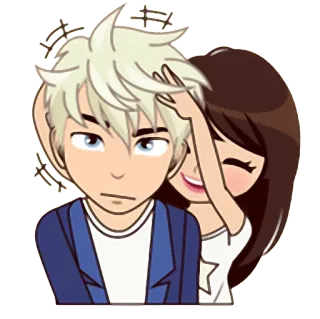 😆 ca81136d Kreskówka, Para, Miłość, Związek, Uroczy, Animowany telegram sticker