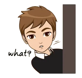 🤔 ff01560b what? Kreskówka, Chłopiec, Pytanie, Zdezorientowany, Podglądanie telegram sticker