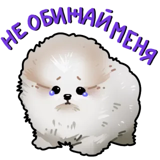 😢 95d67e26 НЕ ОБИЖАЙ МЕНЯ Hund, süß, traurig, Welpe, flauschig, weinend, russisch telegram sticker