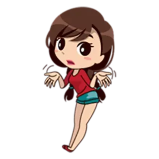 😊 40ccd3bf mujer, dibujo animado, chica, ilustración, encogerse de hombros telegram sticker