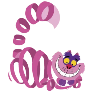 😼 01532f36 Cheshire Cat Alice in Wonderland cat, smile, disney, cartoon, animal whatsapp sticker