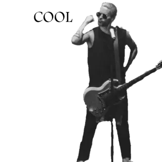 😍 fb878f0a cantante, guitarra, música, actuación, músico, rock, blanco y negro telegram sticker