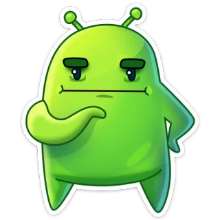 😐 00964f0d Alieno, Verde, Cartone animato, Divertente, Personaggio, Emoji telegram sticker