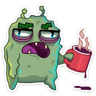 😴 41834a41 mostro, assonnato, caffè, cartone animato, stanco, fiacco telegram sticker