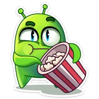🎬 b468e30b Alieno, Cartone animato, Popcorn, Snack, Film, Intrattenimento telegram sticker