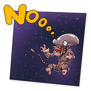 😫 14d8f653 Nooo Alien, Ruimte, Cartoon, Nee, Grappig, Sticker telegram sticker