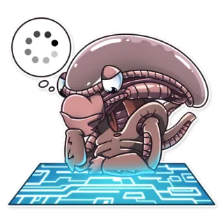 🤔 d3e7e640 Alien, Laden, Denken, Cartoon, Sciencefiction, Schattig telegram sticker