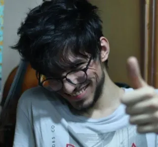 👍 073f2b22 homme, pouce levé, souriant, lunettes, portrait whatsapp sticker