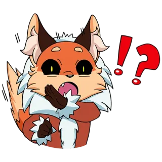 ⁉️ 1b14ae89 volpe, punto esclamativo, punto interrogativo, cartone animato, sorpresa, scioccato whatsapp sticker