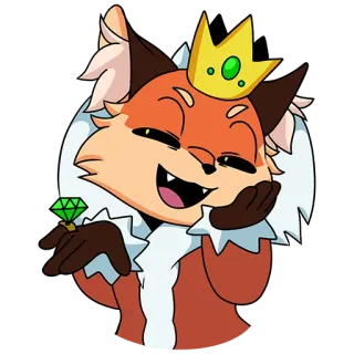👑 2fe537c2 Fundy Fundy, volpe, corona, re, cartone animato, adesivo whatsapp sticker