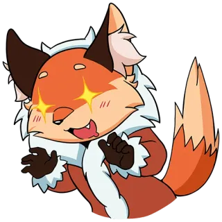 ✨ 83614e82 volpe, cartone animato, animale, eccitato, felice, scintillio whatsapp sticker
