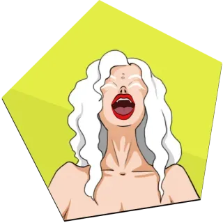 😝 2e0d28ba 女人, 白发, 张嘴, 唱歌, 尖叫, 插图, 卡通 telegram sticker