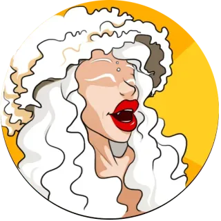 🙁 30fe3f78 女人, 卡通, 肖像, 白发, 插画, 图形, 角色 telegram sticker