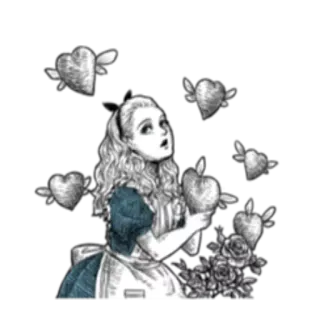 ❤️ 37d0c2bf Alice Alice in Wonderland 爱丽丝, 仙境, 幻想, 红心, 可爱, 女孩, 玫瑰 telegram sticker