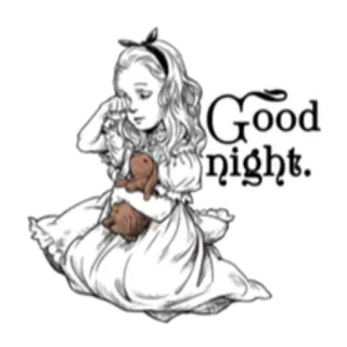 😴 73db369d Good night. 晚安, 女孩, 难过, 兔子, 困 telegram sticker