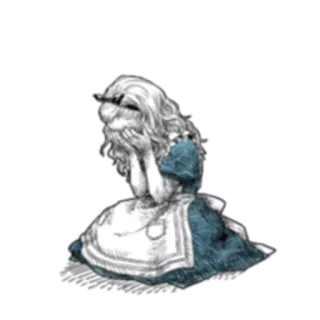 😭 9bf3101c Alice Alice in Wonderland 爱丽丝, 爱丽丝梦游仙境, 卡通, 悲伤, 哭泣, 女孩, 蓝色连衣裙 telegram sticker