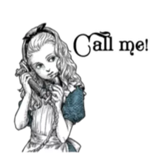 📱 d7b97f05 Alice Alice in Wonderland Call me! 电话, 爱丽丝, 通话, 爱丽丝梦游仙境 telegram sticker